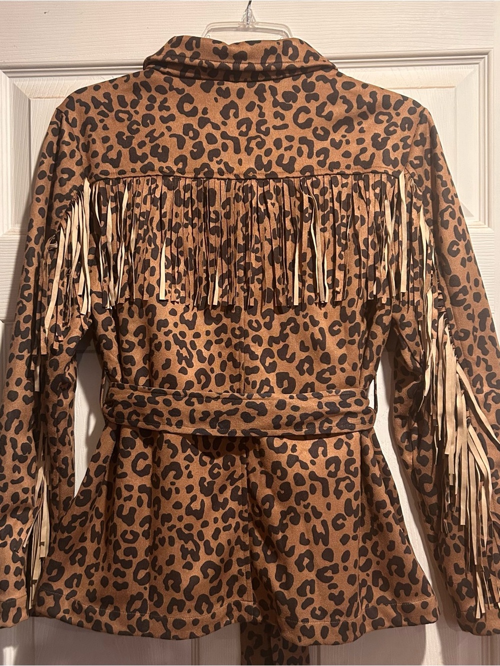 Cato Brown/Tan and Black Leopard Print Fringe Blazer Jacket - Picture 3 of 4
